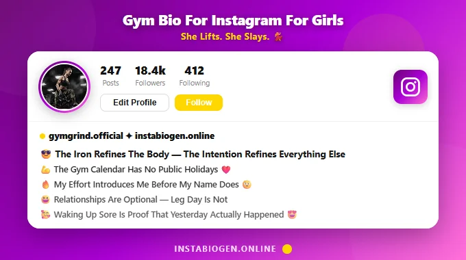 Gym Bio For Instagram For Girls